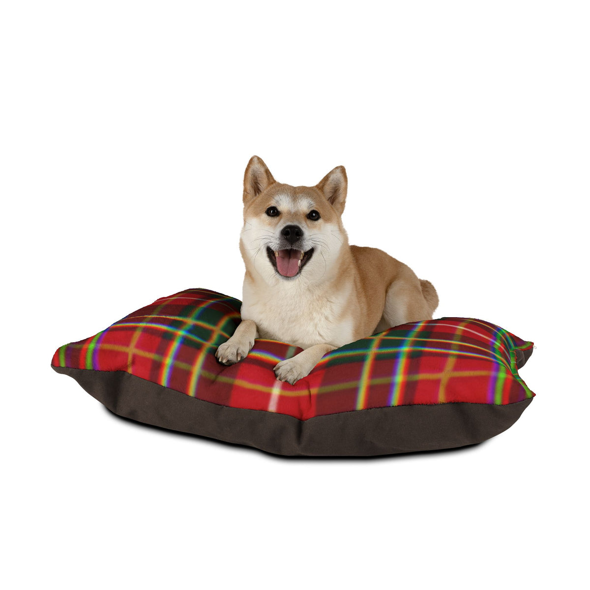 Plaid Holiday Pet Bed — Cozy Red & Green Plaid Dog/Cat Cushion