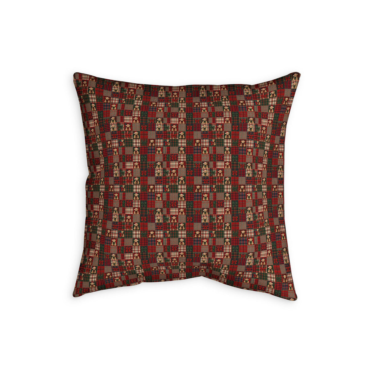 Plaid Nutcracker Throw Pillowcase — Holiday Patchwork Decorative Pillow Cover
