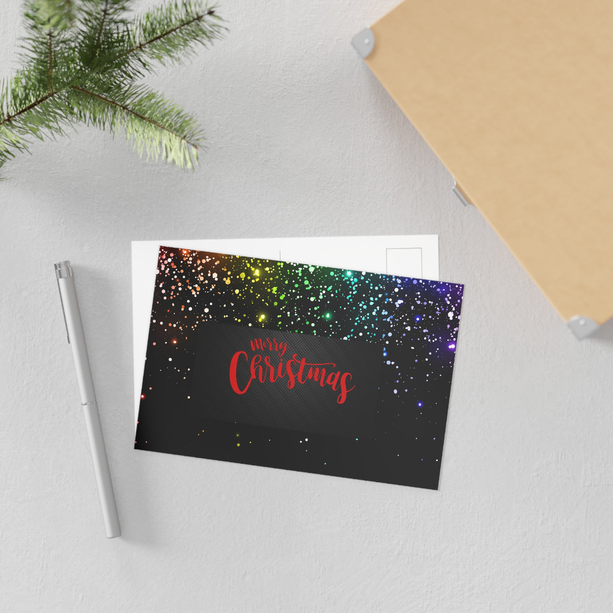 Merry Christmas Rainbow Sparkle Postcards