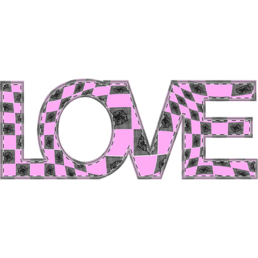 Pink Checkerboard Ampersand Wooden Table Decor