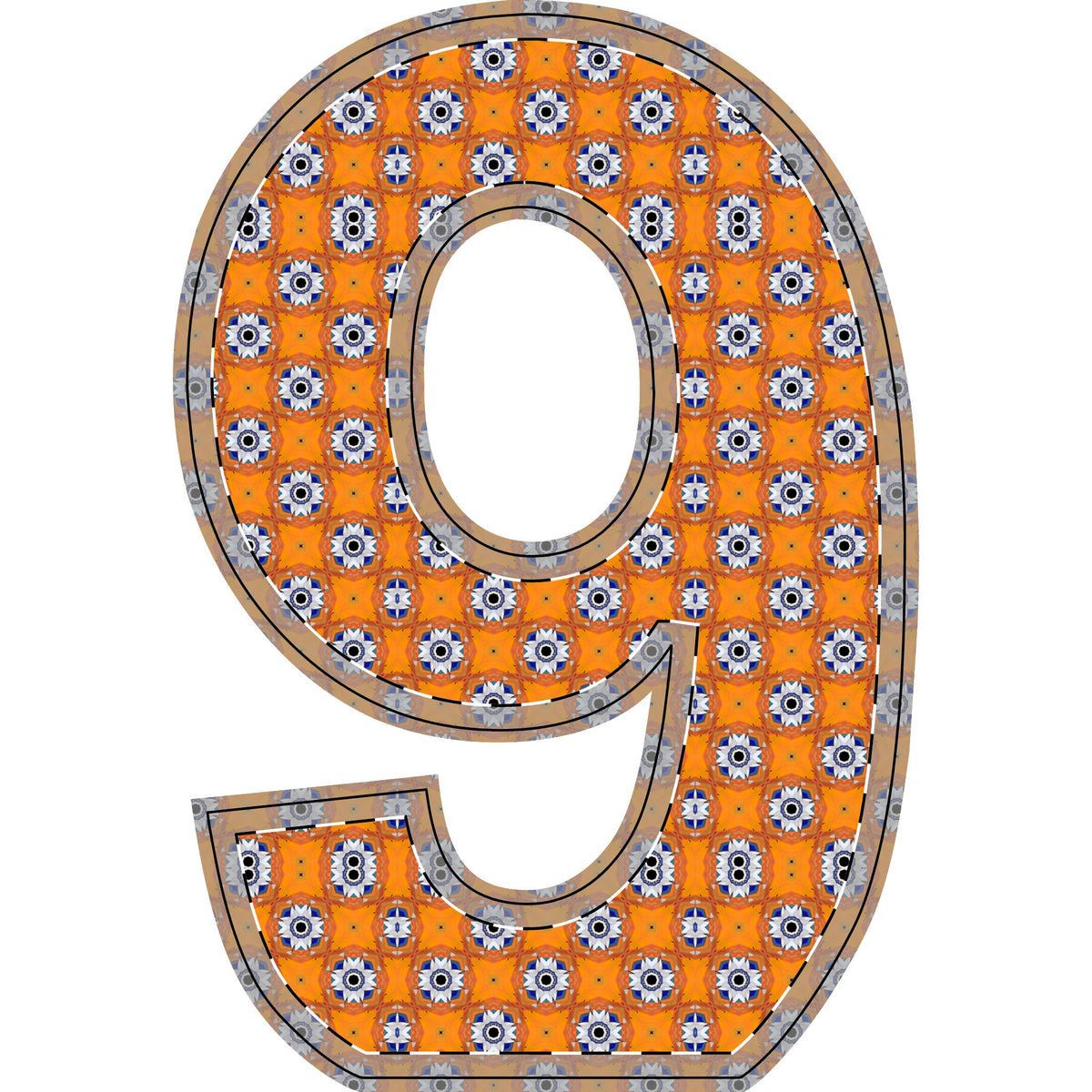 Wooden Ampersand & Star Decor — Patterned Orange Free-Standing Home Accent