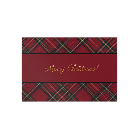 Merry Christmas Plaid Postcards — Fine Art Holiday Greeting Cards