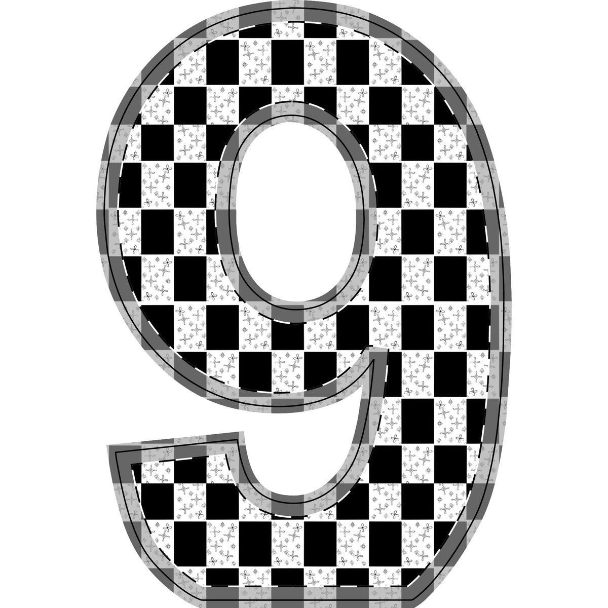 Checkerboard Ampersand & Star Free-Standing Wooden Decor — Black White Farmhouse Accent