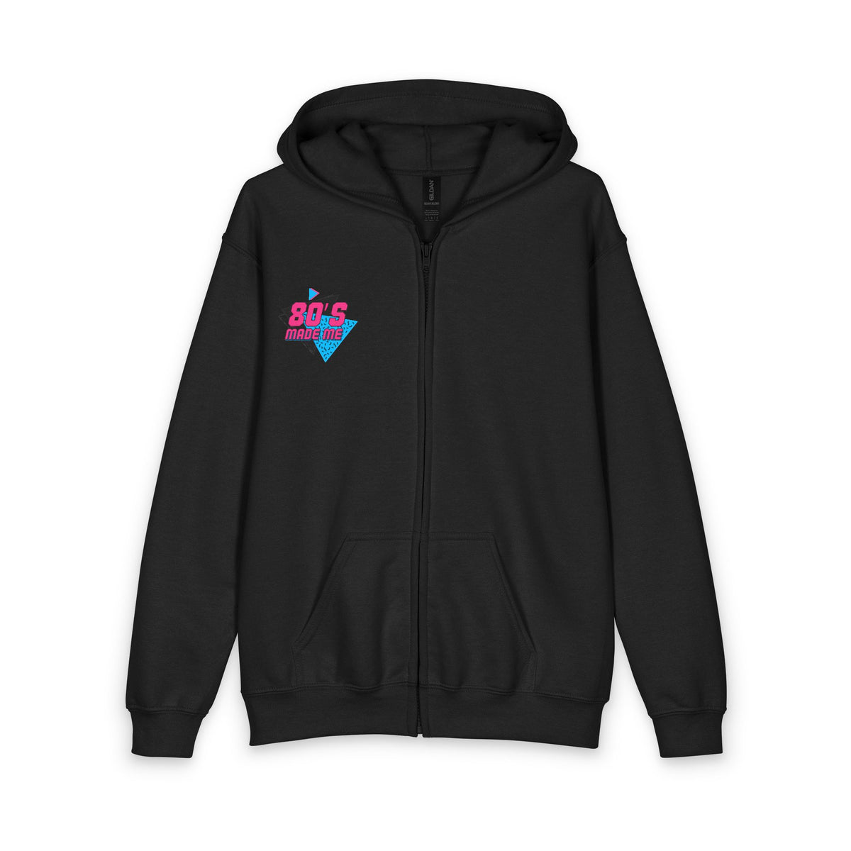 Youth Zip Hoodie — 80s Retro Neon Heart "80's Made Me" Design