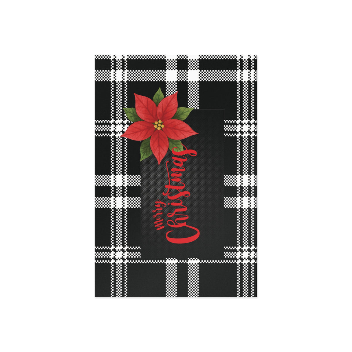 Christmas Poinsettia Plaid Postcard — Merry Christmas Holiday Greeting Card