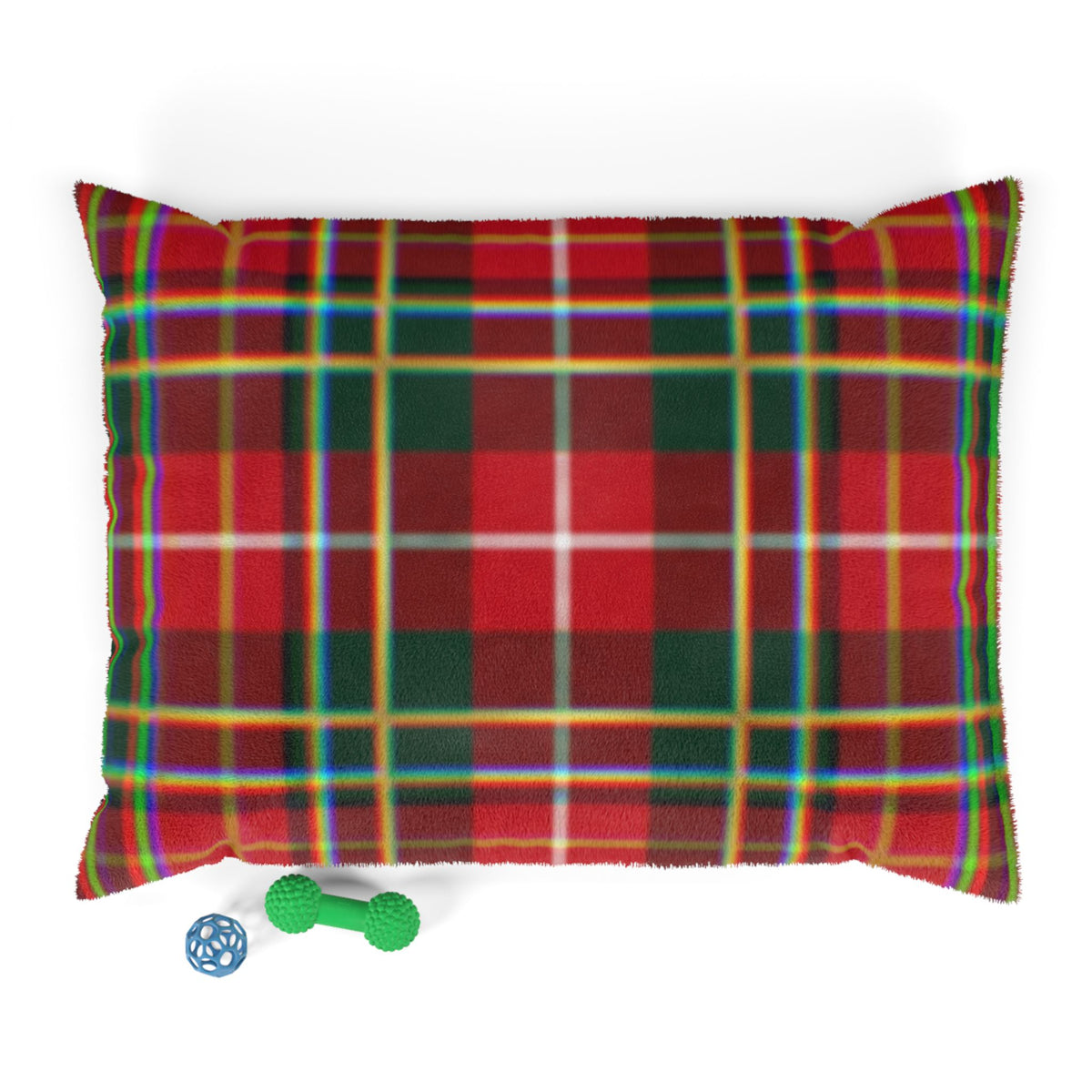 Plaid Holiday Pet Bed — Cozy Red & Green Plaid Dog/Cat Cushion
