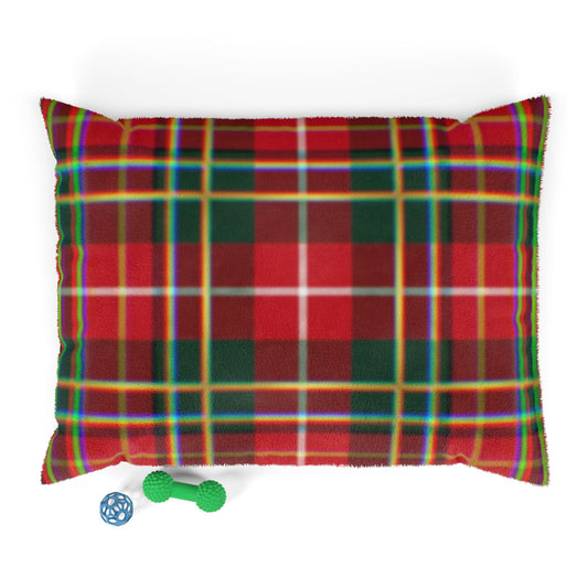 Plaid Holiday Pet Bed — Cozy Red & Green Plaid Dog/Cat Cushion