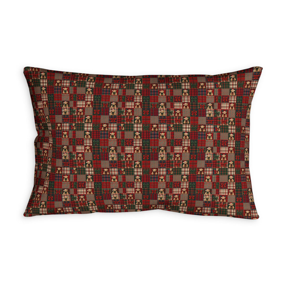 Plaid Nutcracker Throw Pillowcase — Holiday Patchwork Decorative Pillow Cover