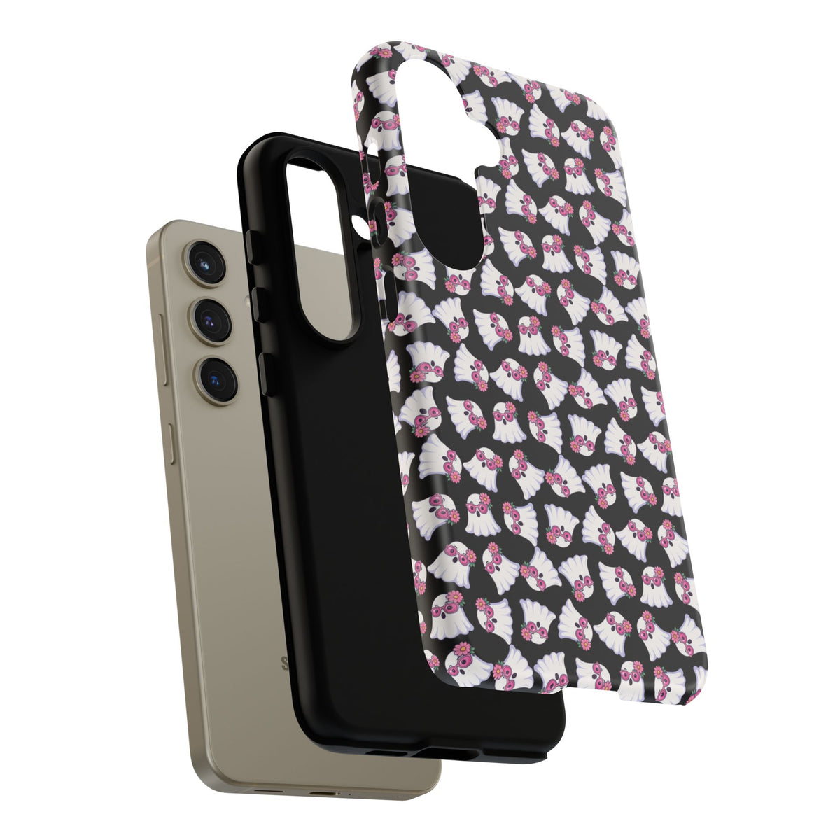 Tough Cases - Cute Pink Ghost Pattern Phone Case