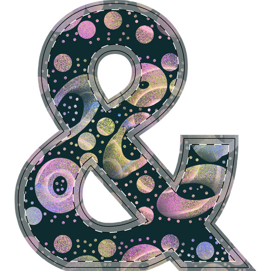 Galactic Polka Dot Wooden Ampersand & Star — Free‑Standing Decorative Accents