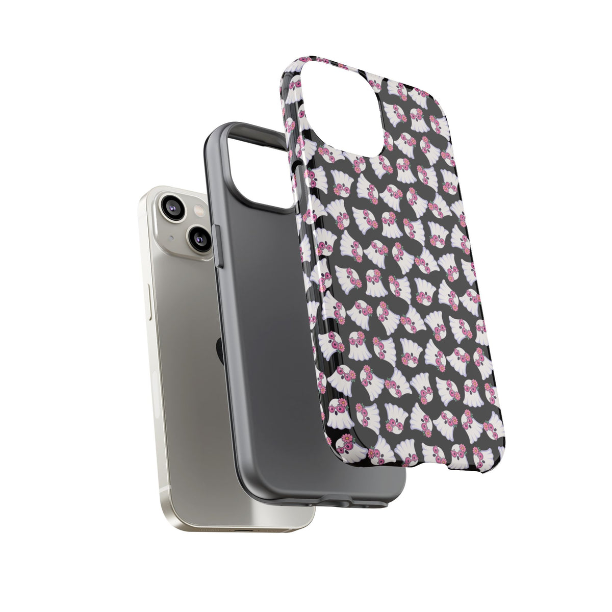 Tough Cases - Cute Pink Ghost Pattern Phone Case