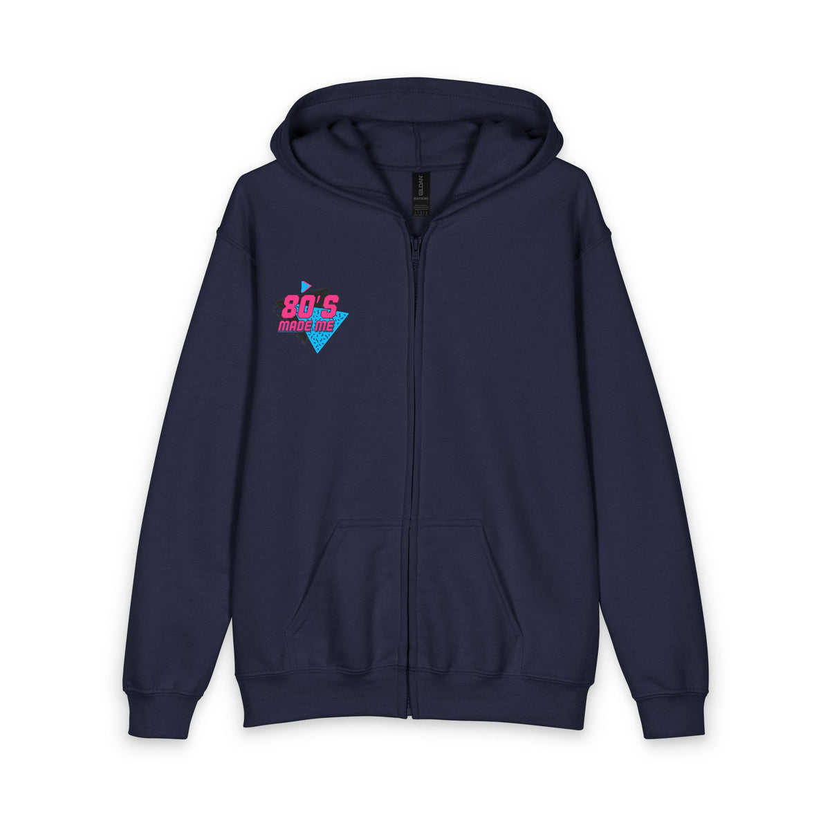 Youth Zip Hoodie — 80s Retro Neon Heart "80's Made Me" Design
