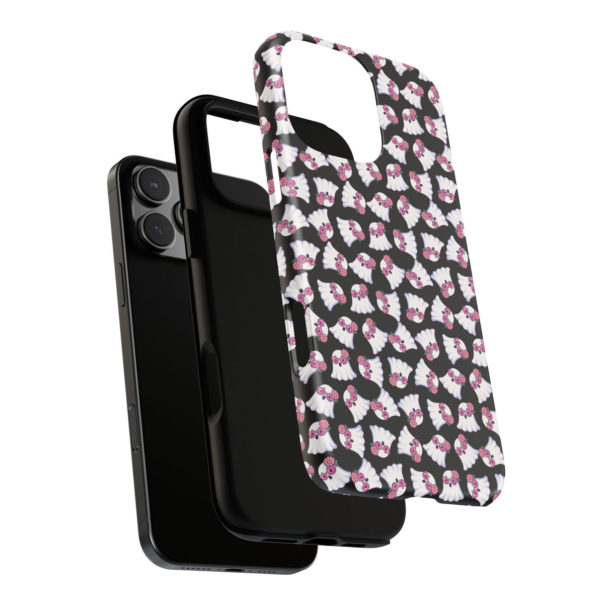 Tough Cases - Cute Pink Ghost Pattern Phone Case