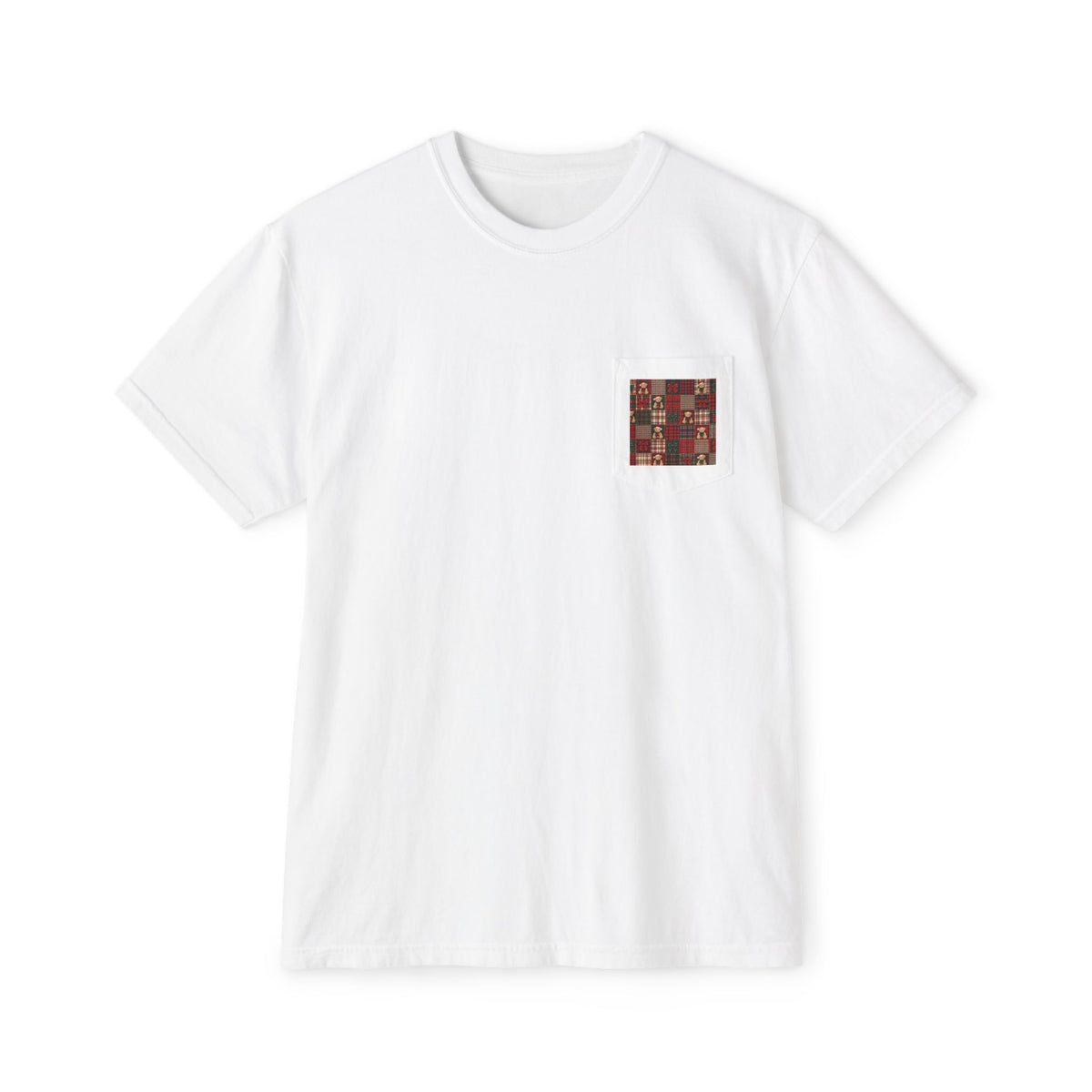 Pocket T-Shirt — Rustic Patchwork Pocket Tee (Earthy Boho Graphic) l