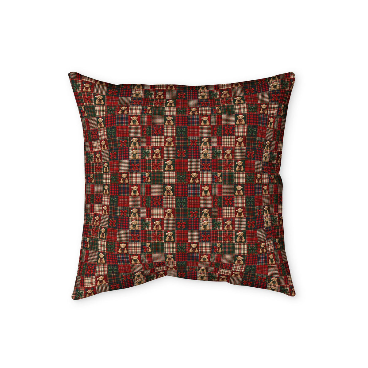 Plaid Nutcracker Throw Pillowcase — Holiday Patchwork Decorative Pillow Cover