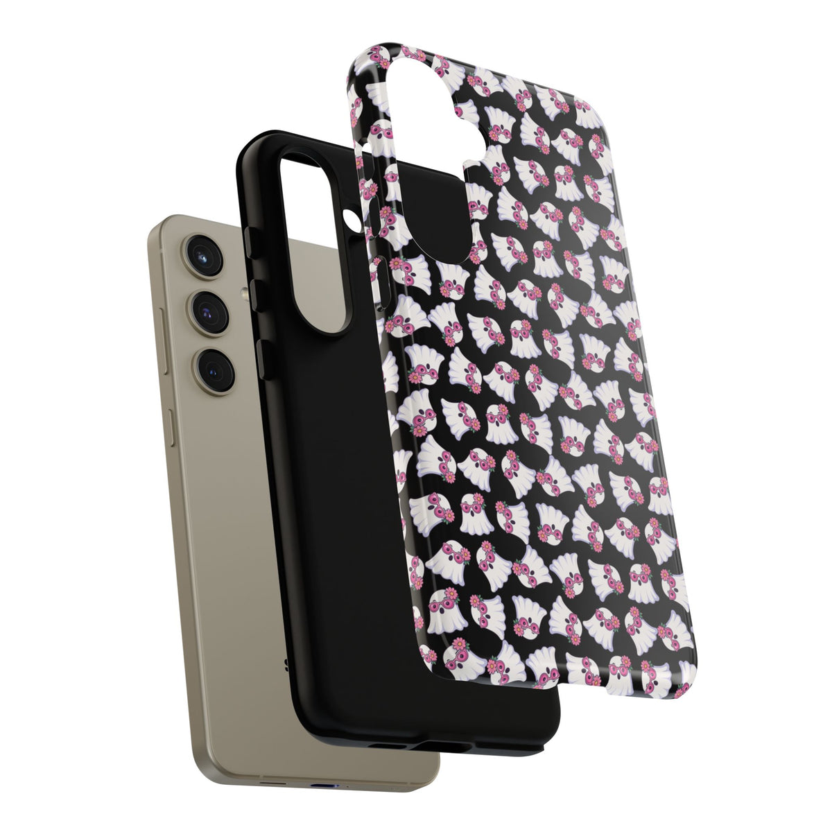 Tough Cases - Cute Pink Ghost Pattern Phone Case