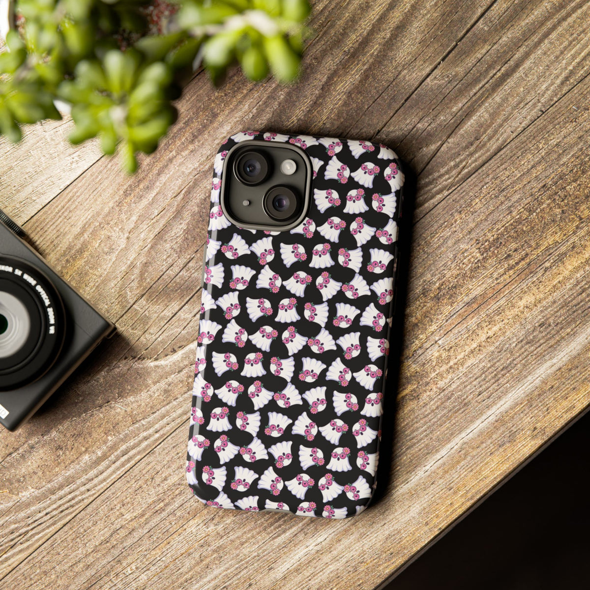 Tough Cases - Cute Pink Ghost Pattern Phone Case