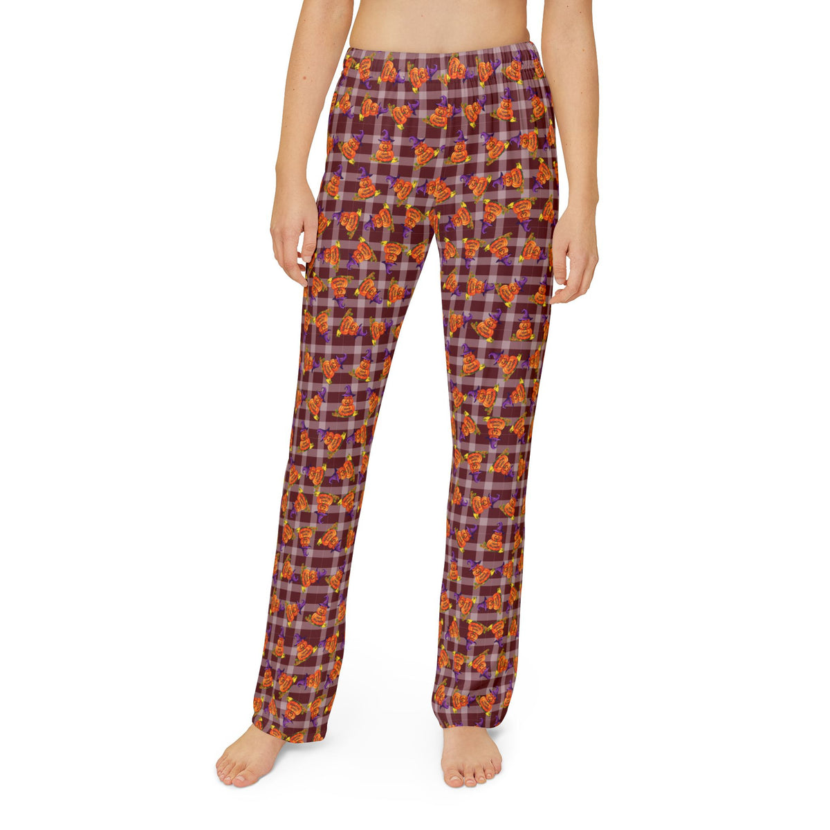 Kids Lounge Pants — Autumn Pumpkin Plaid All-Over Print