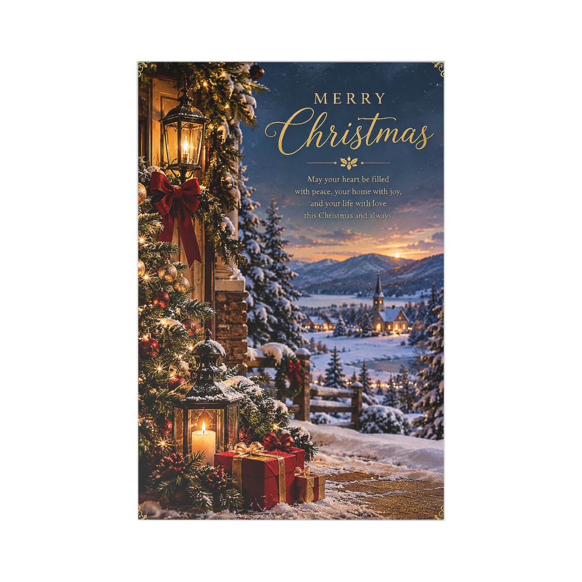 Christmas Postcards (7-Pack) — Merry Christmas Scenic Winter Village Cards