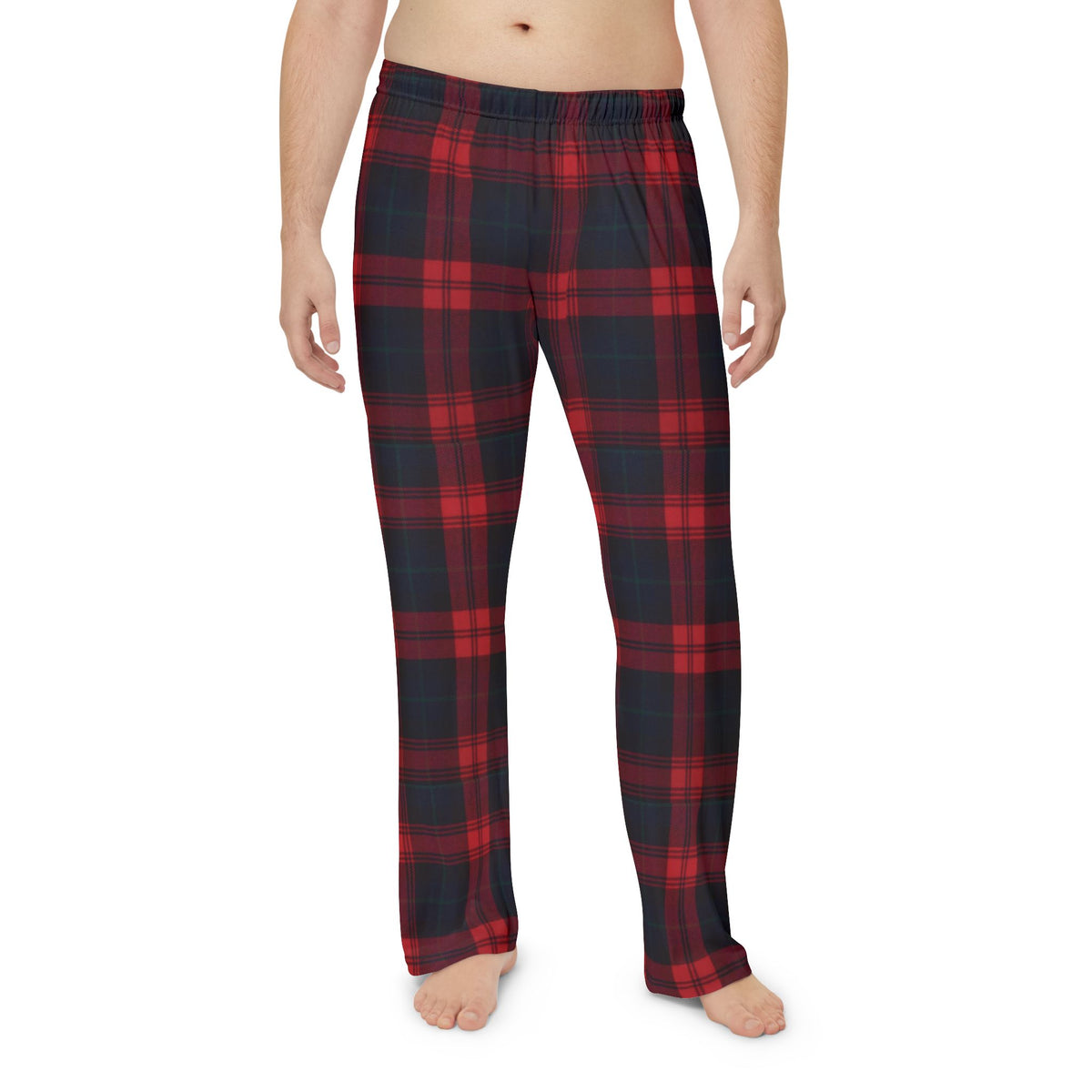 Men’s Red Navy Plaid Pajama Pants — Cozy Flannel Lounge Sleepwear