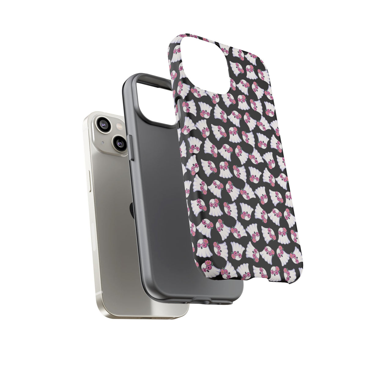 Tough Cases - Cute Pink Ghost Pattern Phone Case
