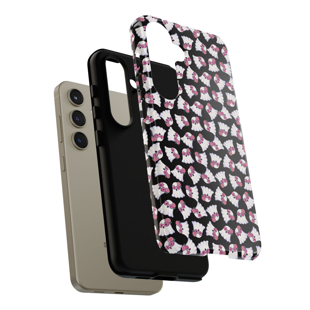 Tough Cases - Cute Pink Ghost Pattern Phone Case