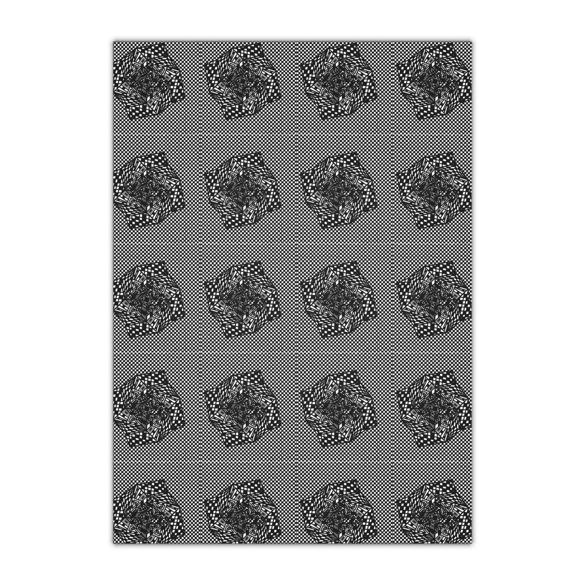 Perfect Christmas Wrapping Paper Sheets — Black & White Textured Rose Pattern