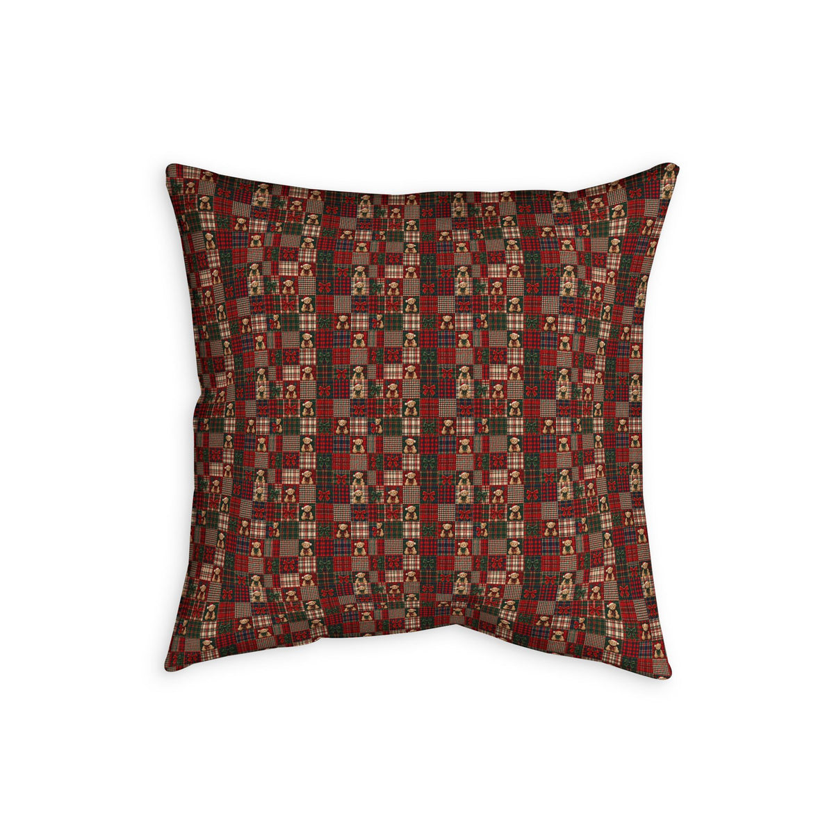 Plaid Nutcracker Throw Pillowcase — Holiday Patchwork Decorative Pillow Cover