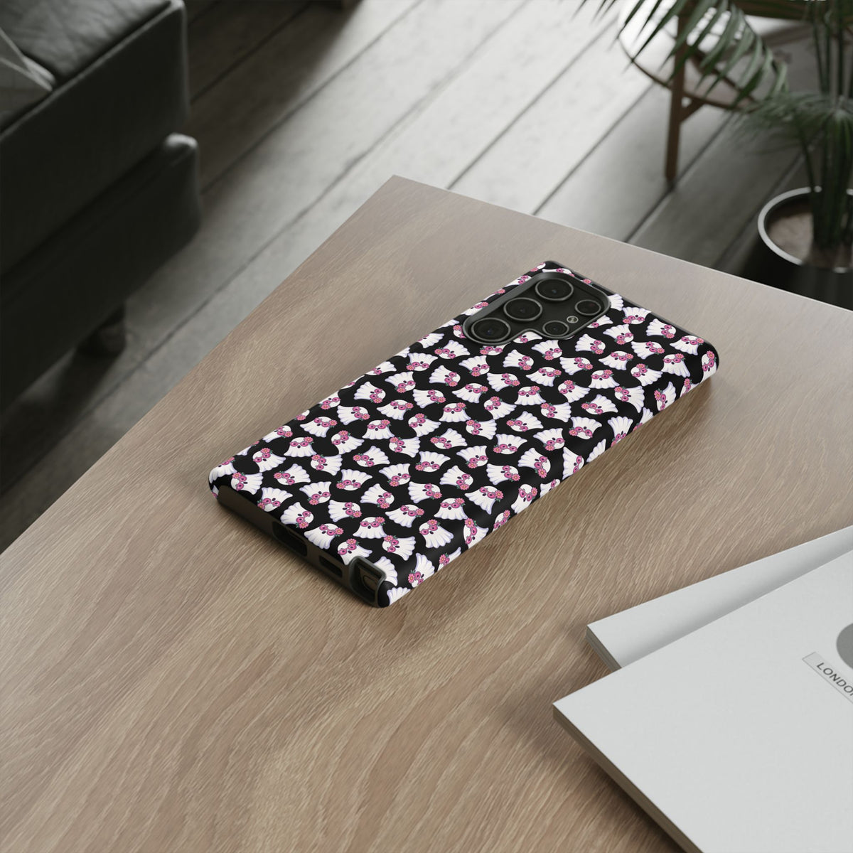 Tough Cases - Cute Pink Ghost Pattern Phone Case