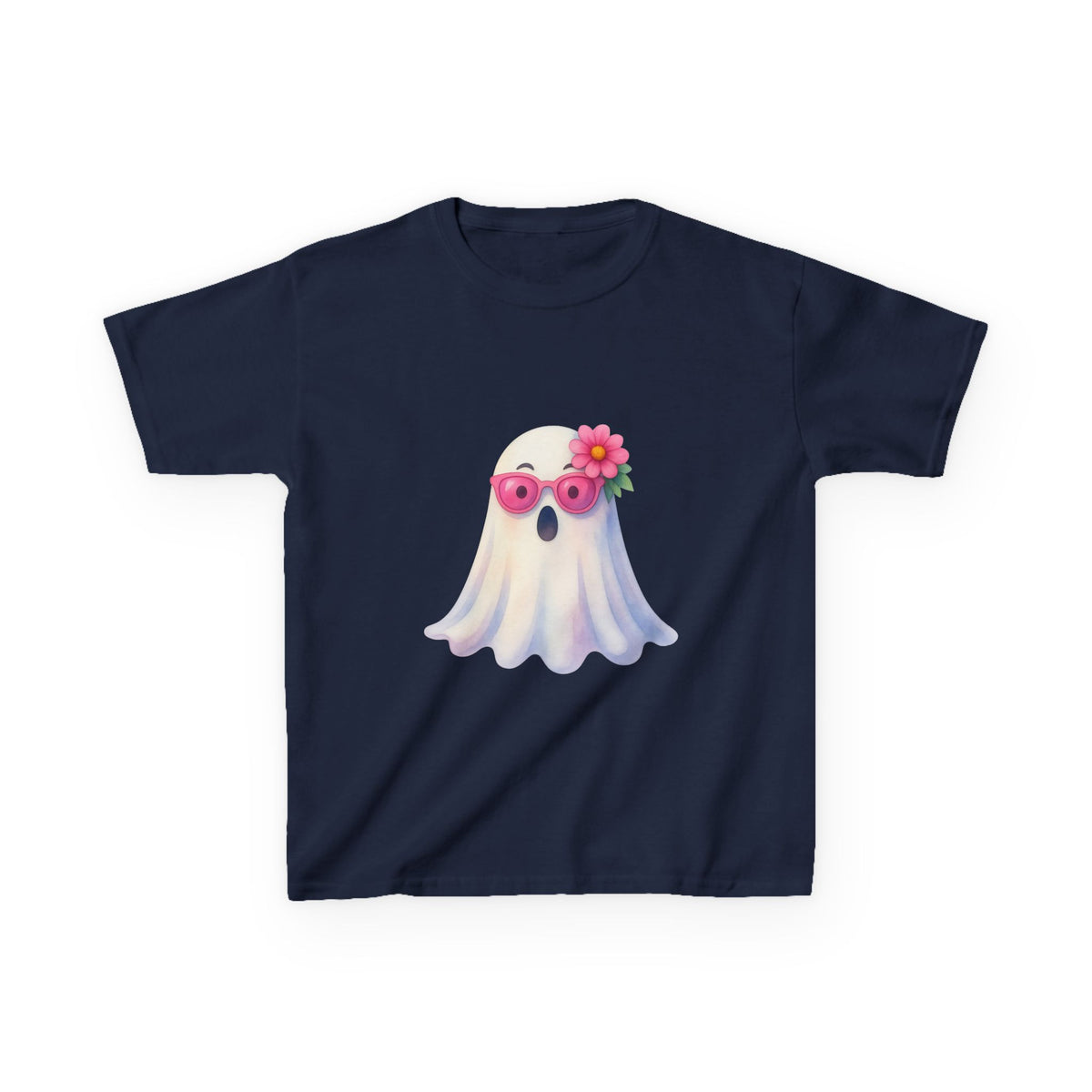 Kids Tee — Cute Watercolour Floral Ghost Graphic Shirt