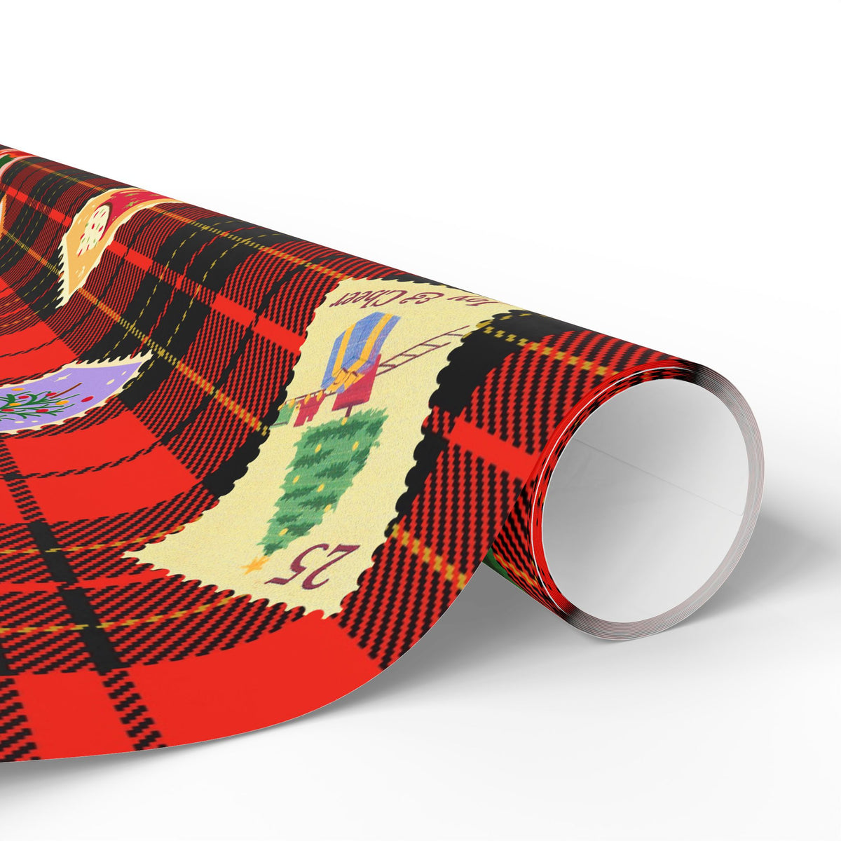 Christmas Plaid Wrapping Paper Roll – Festive Stocking & Gift Pattern