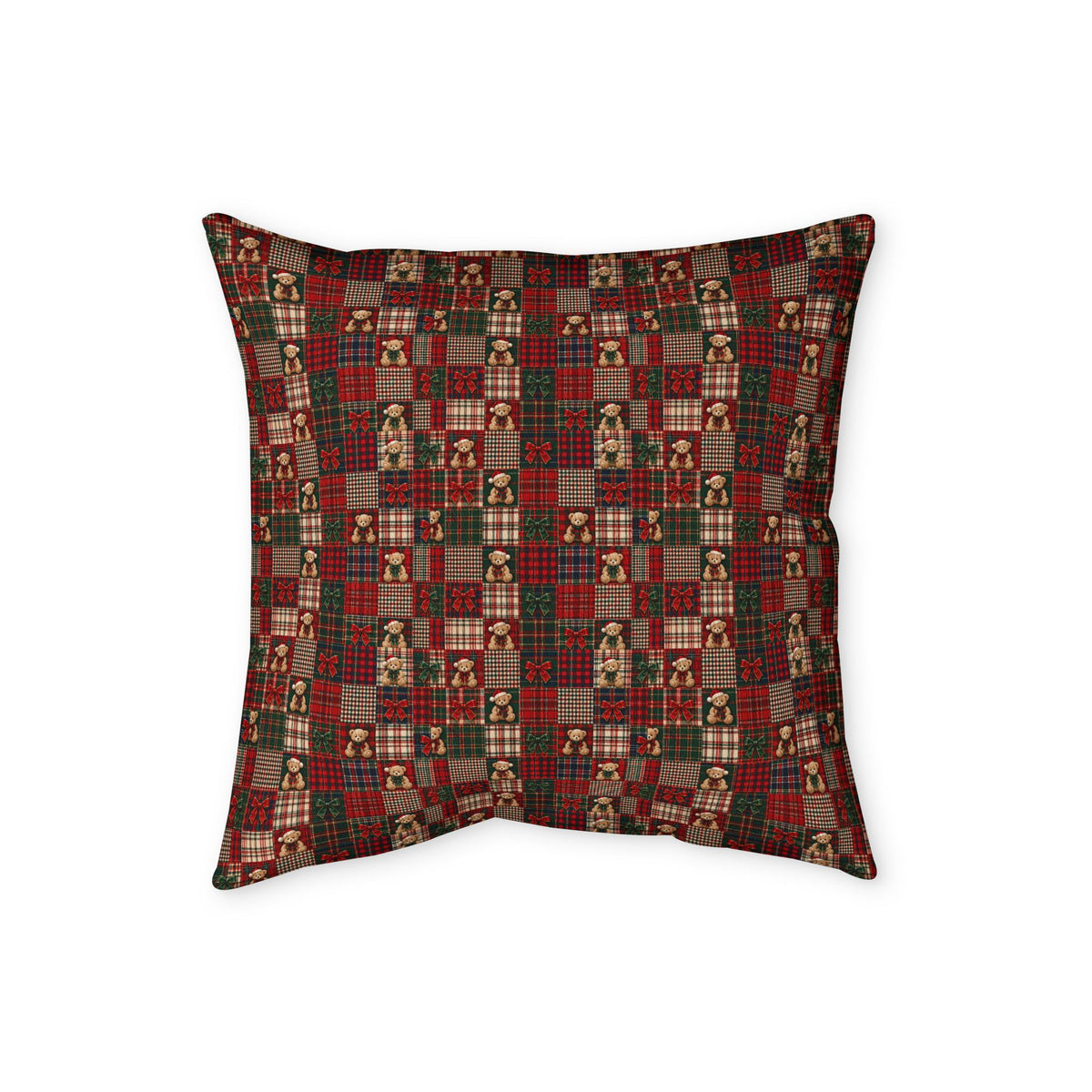 Plaid Nutcracker Throw Pillowcase — Holiday Patchwork Decorative Pillow Cover