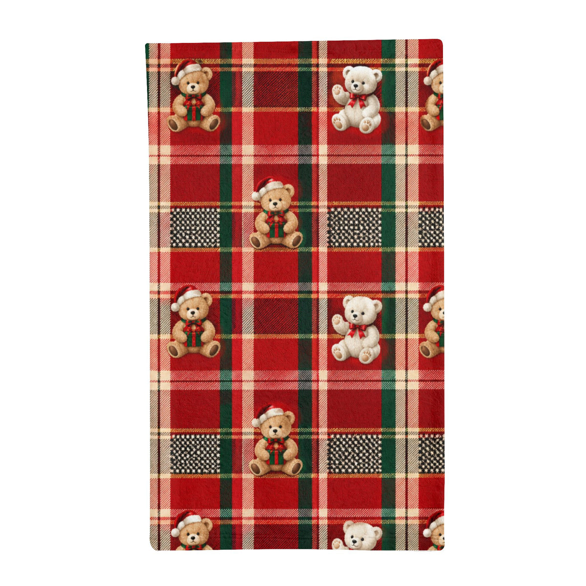 Teddy Plaid Minky Sleeping Bag – Cozy Red Bear Print for Kids & Holiday Sleepovers