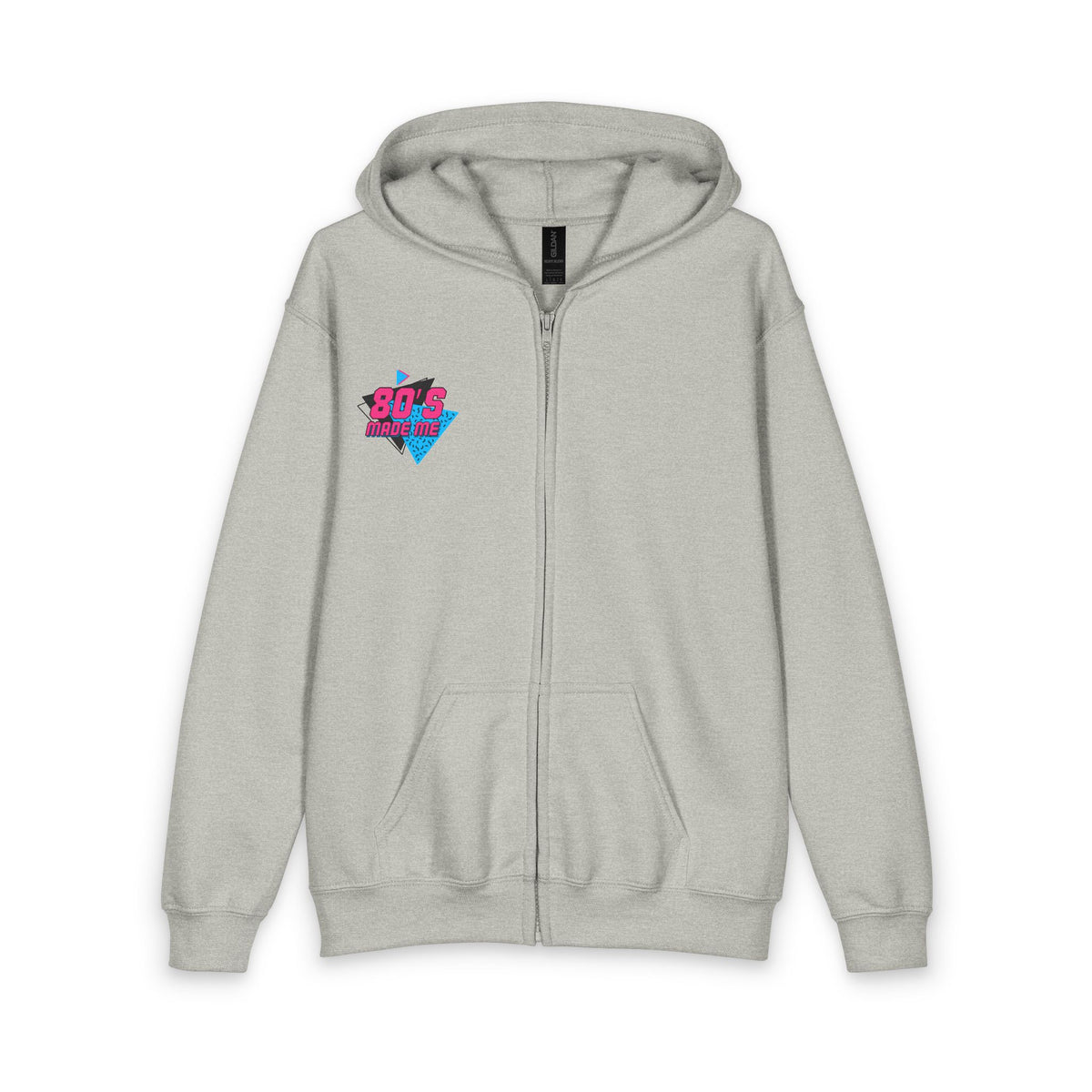 Youth Zip Hoodie — 80s Retro Neon Heart "80's Made Me" Design