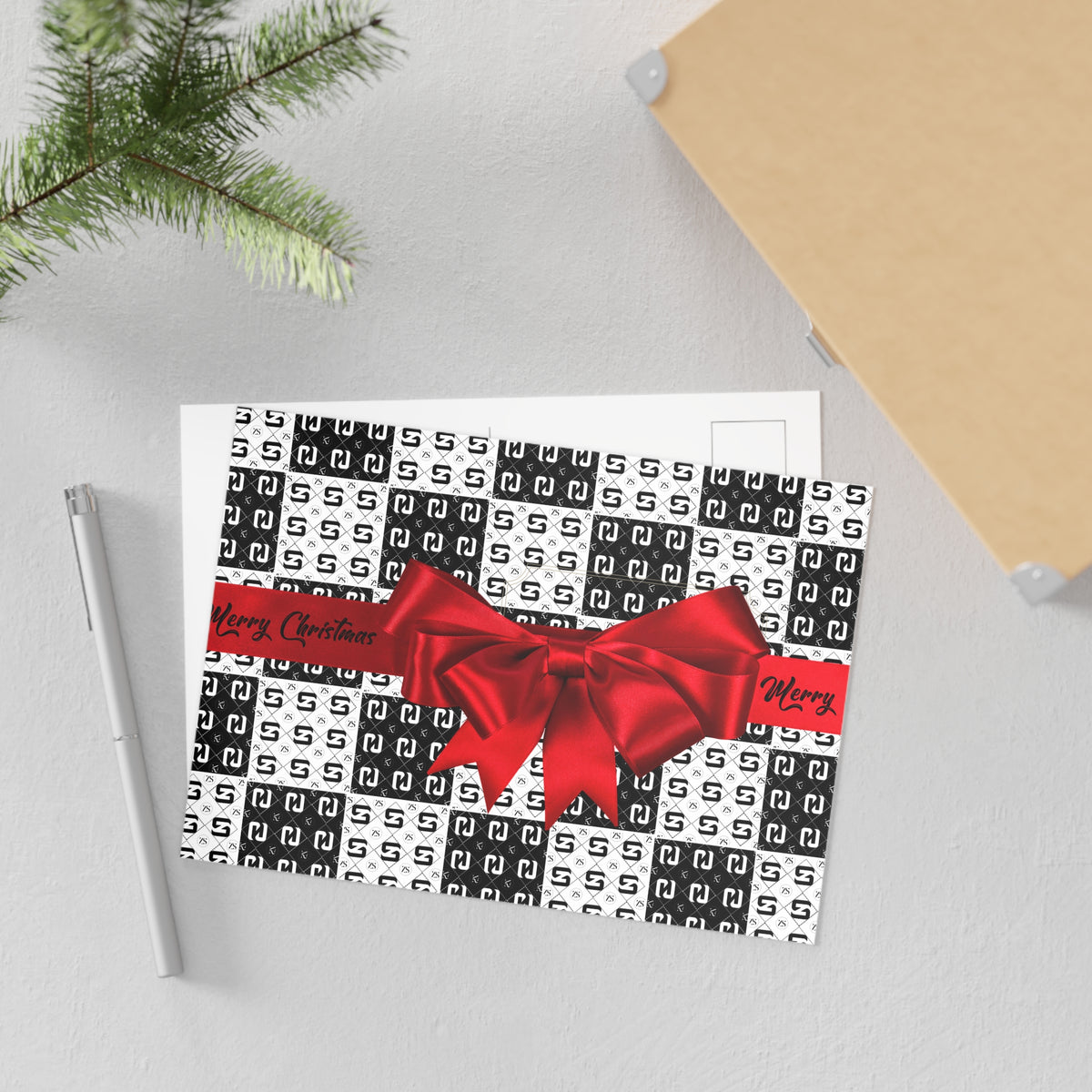 Christmas Red Bow Postcard