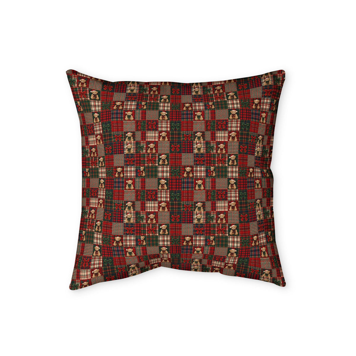 Plaid Nutcracker Throw Pillowcase — Holiday Patchwork Decorative Pillow Cover