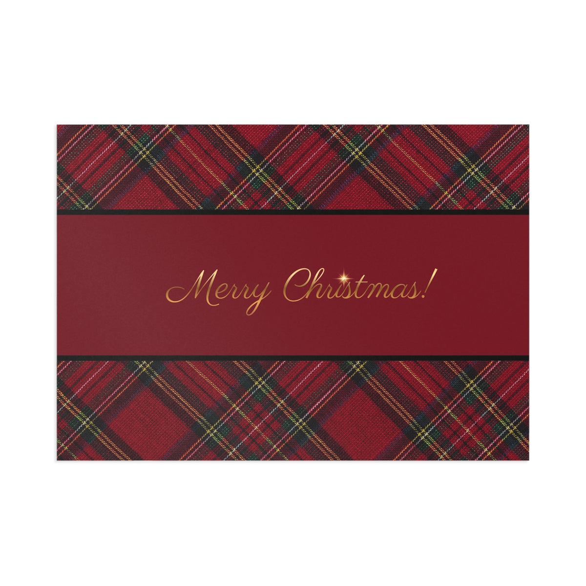 Merry Christmas Plaid Postcards — Fine Art Holiday Greeting Cards