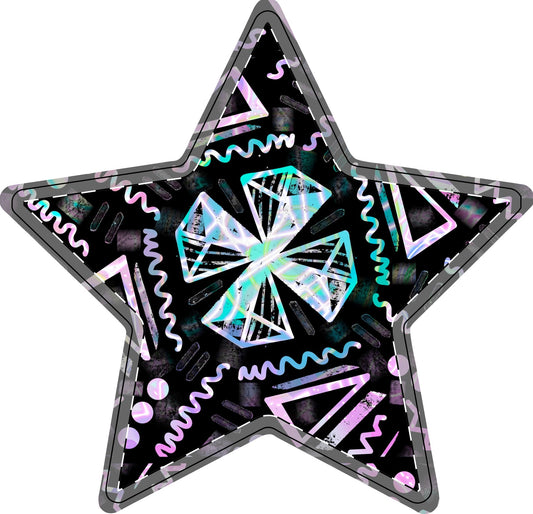 Holographic Neon Shapes Wooden Accent — Ampersand & Star Free-Standing Decor