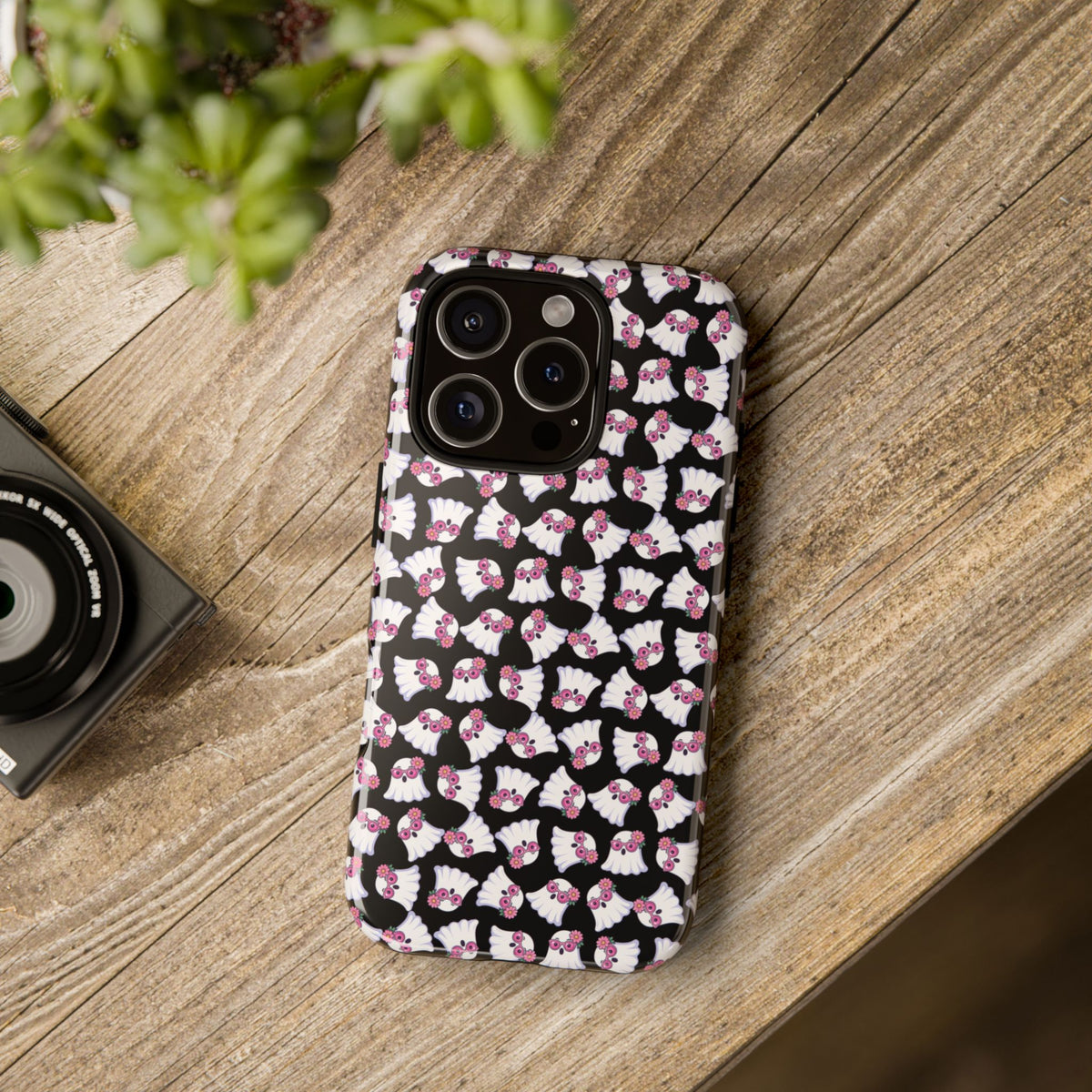 Tough Cases - Cute Pink Ghost Pattern Phone Case