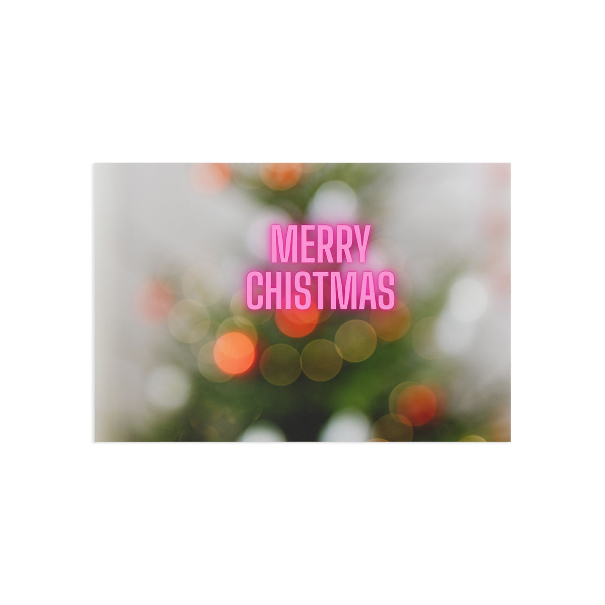 Merry Christmas Fine Art Postcard — Pink Neon Holiday Bokeh Card