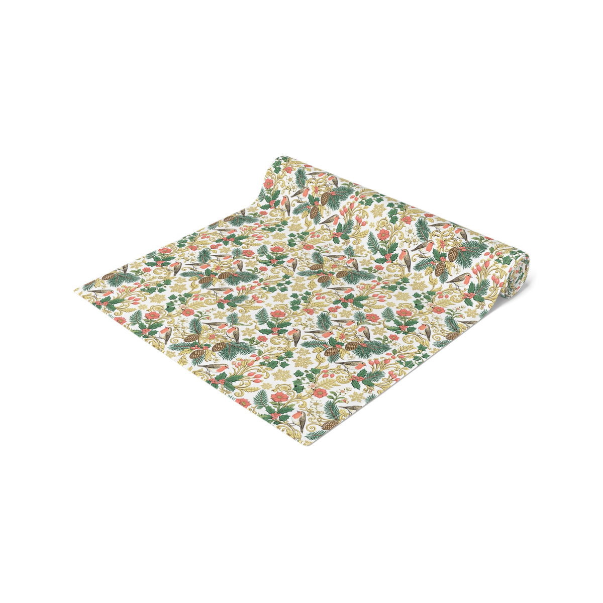 Vintage Botanical Table Runner — Floral Holiday Dinner Accent