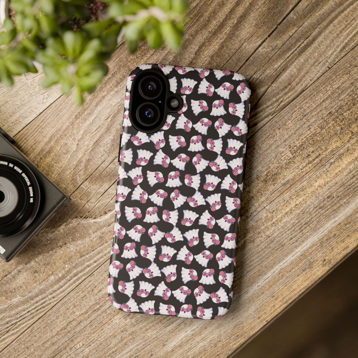 Tough Cases - Cute Pink Ghost Pattern Phone Case