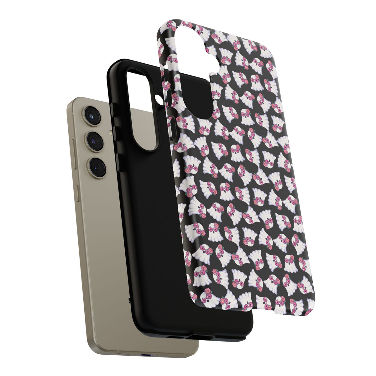 Tough Cases - Cute Pink Ghost Pattern Phone Case
