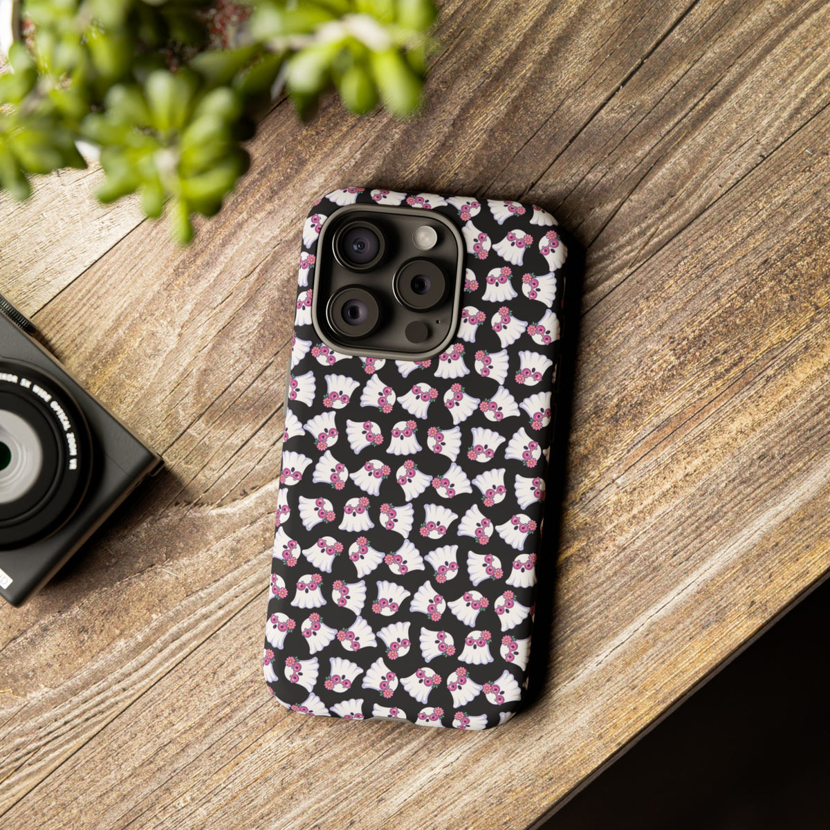 Tough Cases - Cute Pink Ghost Pattern Phone Case