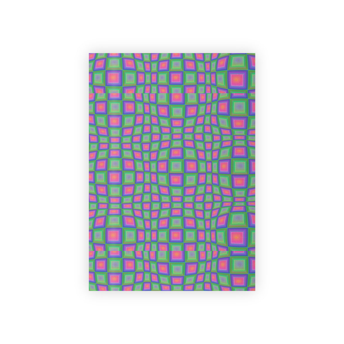 Christmas Op-art  Psychedelic Geometric Gift Wrap Roll — Vibrant Pink & Green Squares Checkered