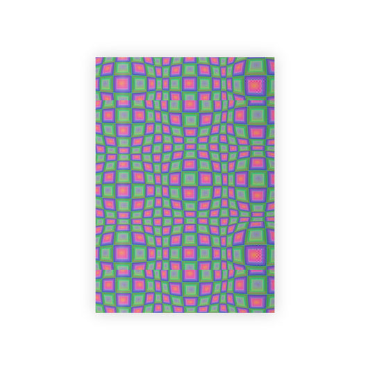 Christmas Op-art  Psychedelic Geometric Gift Wrap Roll — Vibrant Pink & Green Squares Checkered