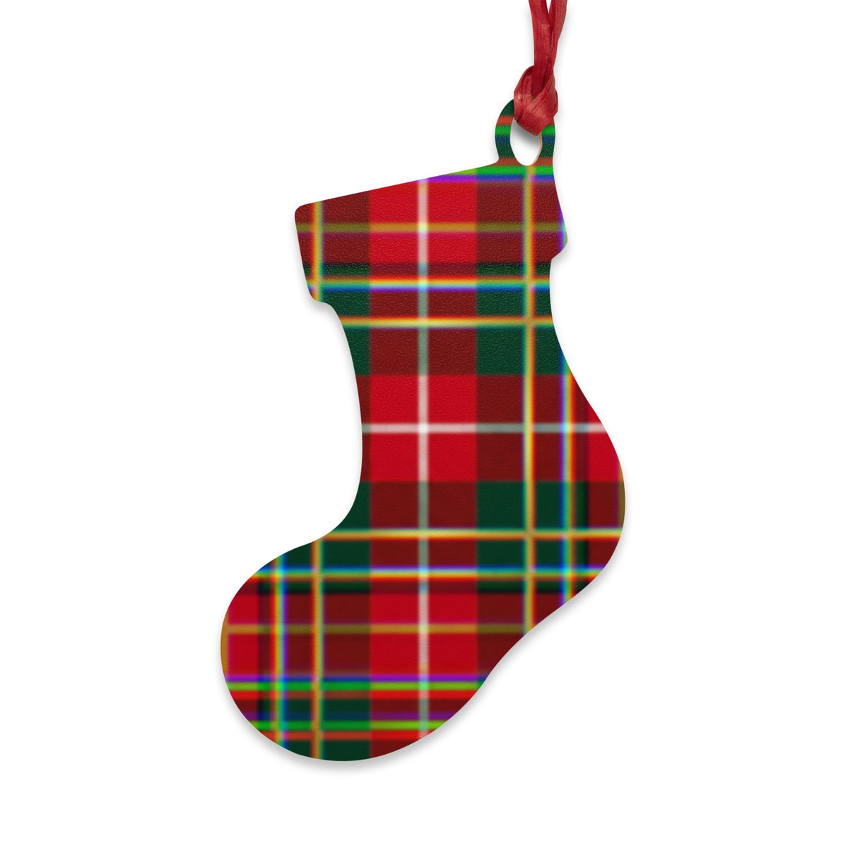 Plaid Bell Wooden Ornament — Classic Red & Green Christmas Decoration