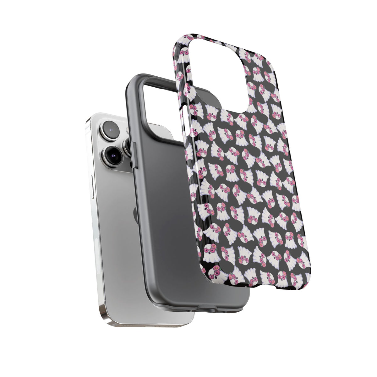 Tough Cases - Cute Pink Ghost Pattern Phone Case