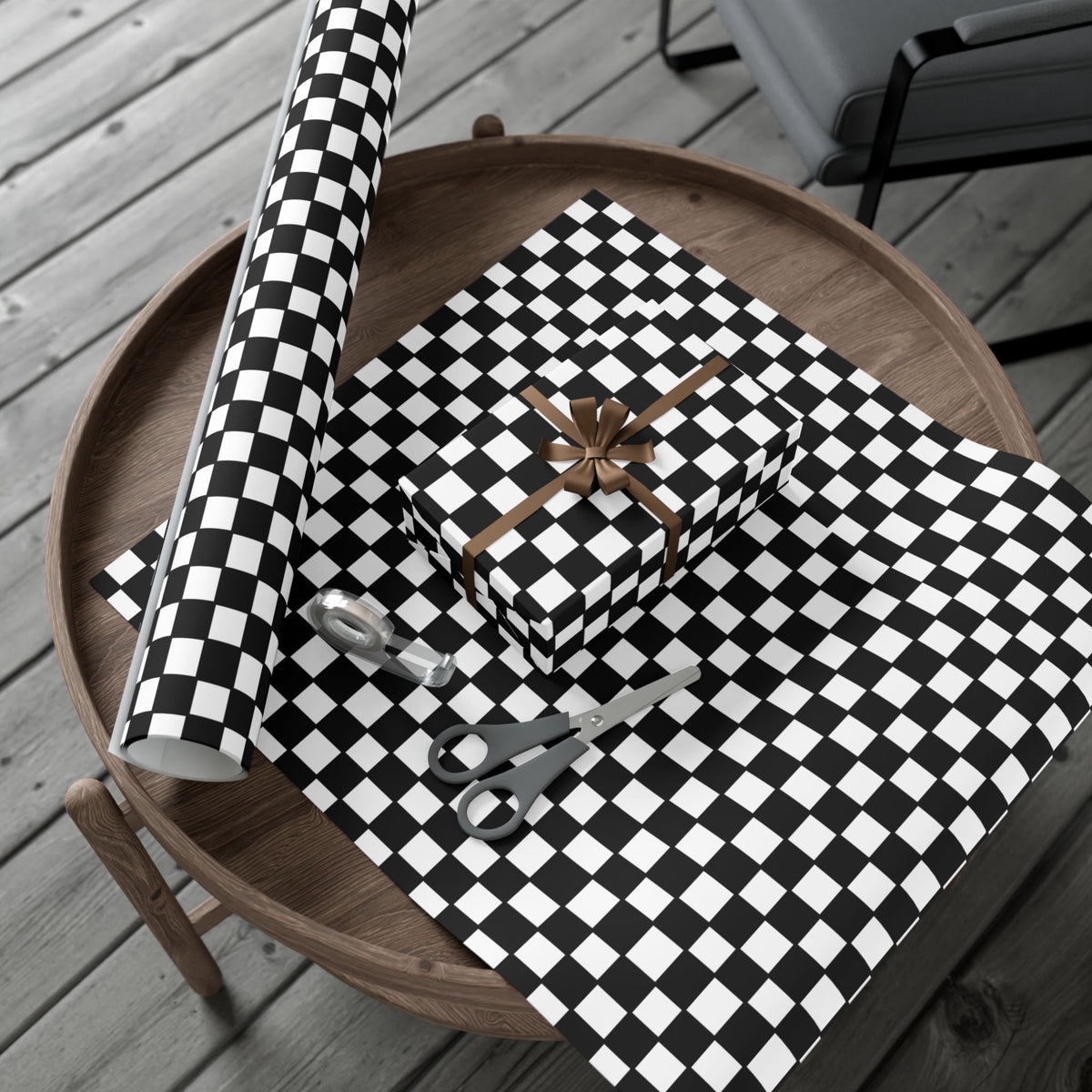 Perfect Christmas Checkerboard Black & White Gift Wrap Paper – Retro Racing Grid Wrapping Sheets