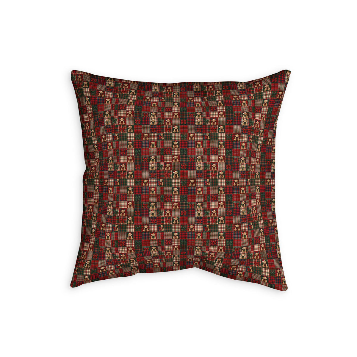 Plaid Nutcracker Throw Pillowcase — Holiday Patchwork Decorative Pillow Cover